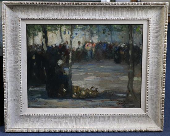 Mark Senior (1864-1927) Copper Market, Bruges, 20 x 24in.